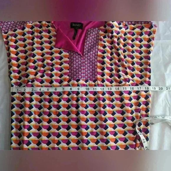 Laundry by Shelli Segal Dress Geometric Cap Sleeve V-Neck Pink Orange Career M - Picture 7 of 11